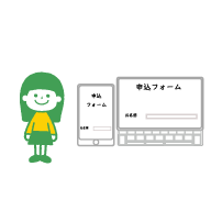 女性とスマートフォン・PCのイラスト